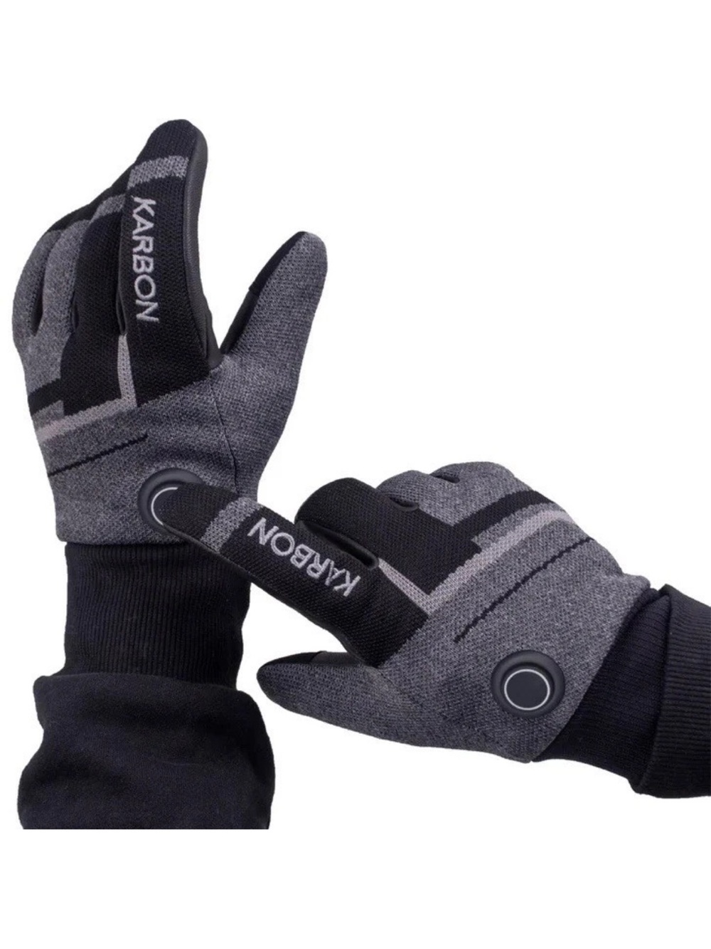 Karbon Touchscreen heated sports Gloves in Grey and Black